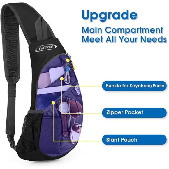 Sling Bags Men and Women Shoulder Backpack Small Cross Body Chest Sling Backpack - Picture 2 of 7